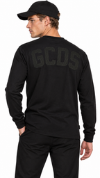 GCDS Black Arch — חולצת שרוול ארוך שחורה עם לוגו קשת בחזה ובגב.