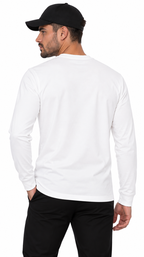 Roberto Vino White Signature — חולצת שרוול ארוך לבנה עם לוגו רקום