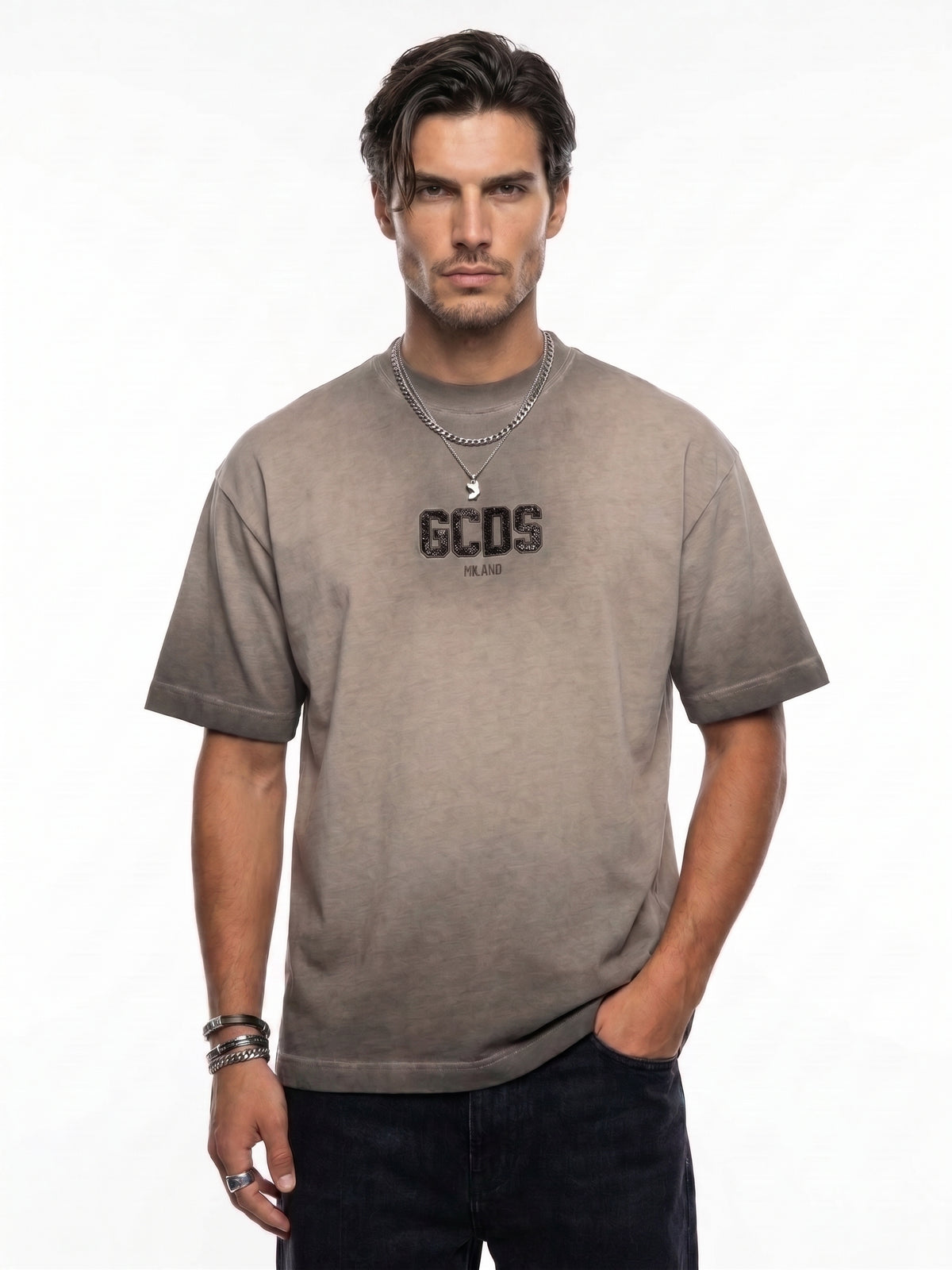 GCDS Milano Washed Grey T-Shirt