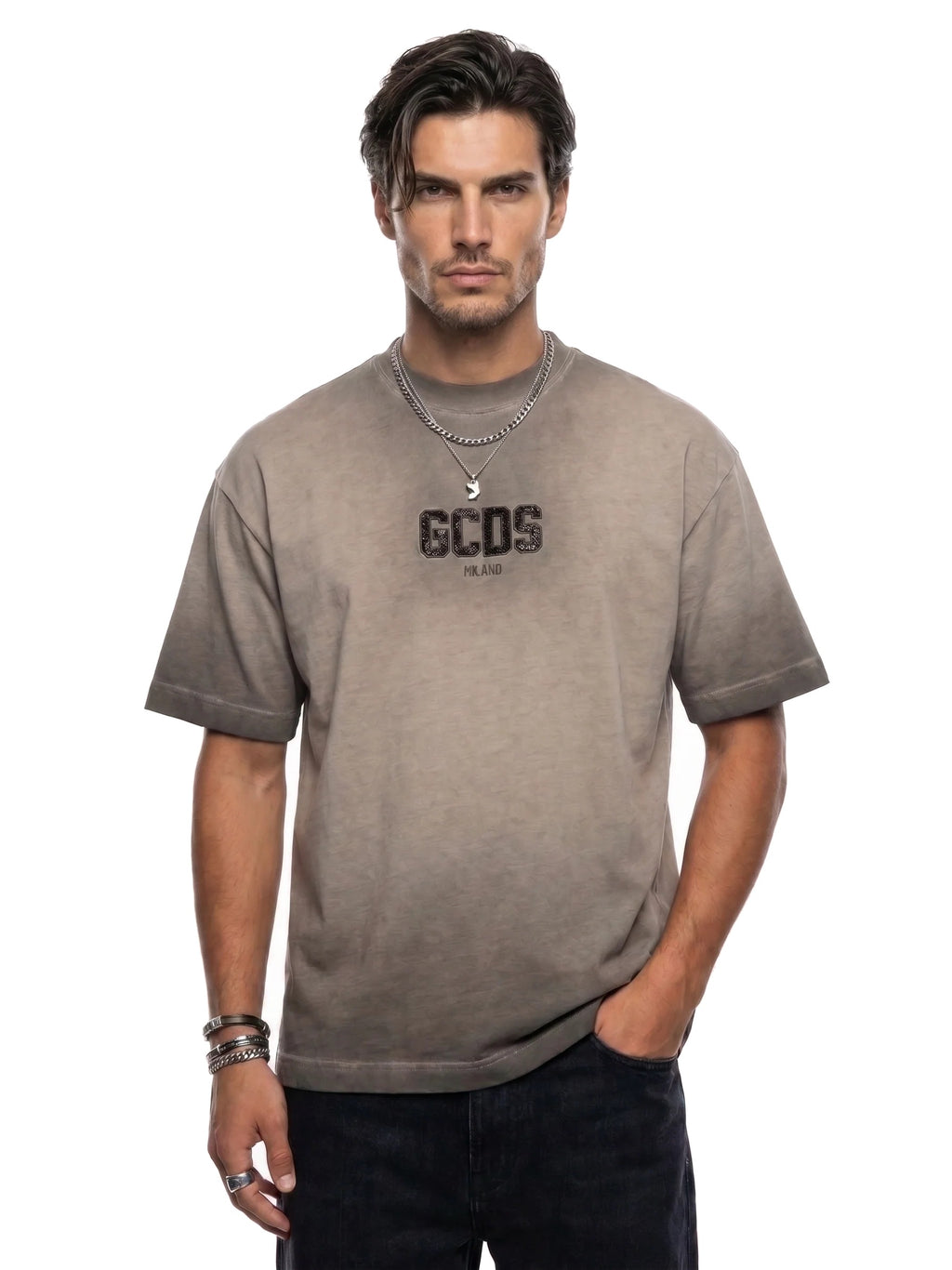 GCDS Milano Washed Grey T-Shirt – תמונה 3